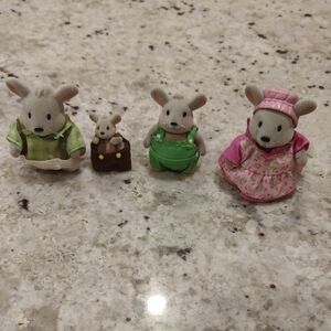 Vintage Li'l Woodzeez HANDYDANDY MOUSE FAMILY Play Set Of 4 Figures Mice Handy